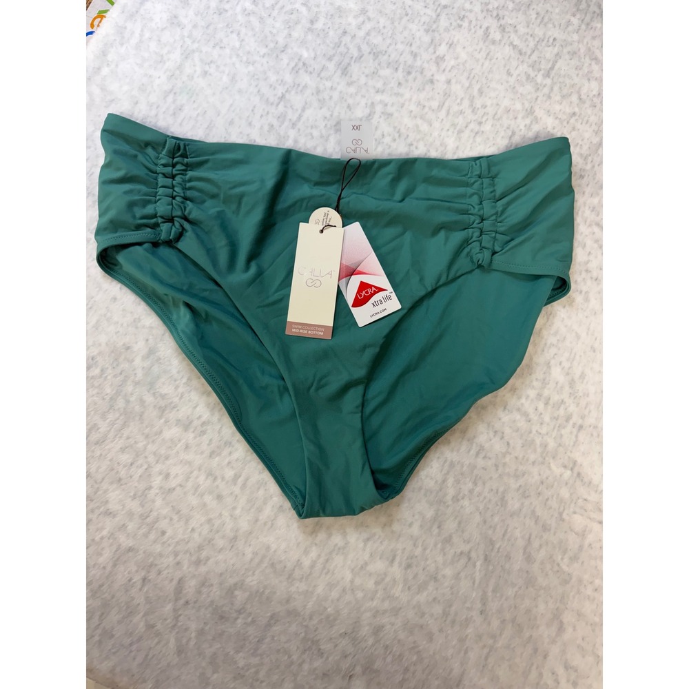 CALIA Womens XXL Adjustable Tie Front Bikini Bottom Jungle‎ Green WSA34401SP25